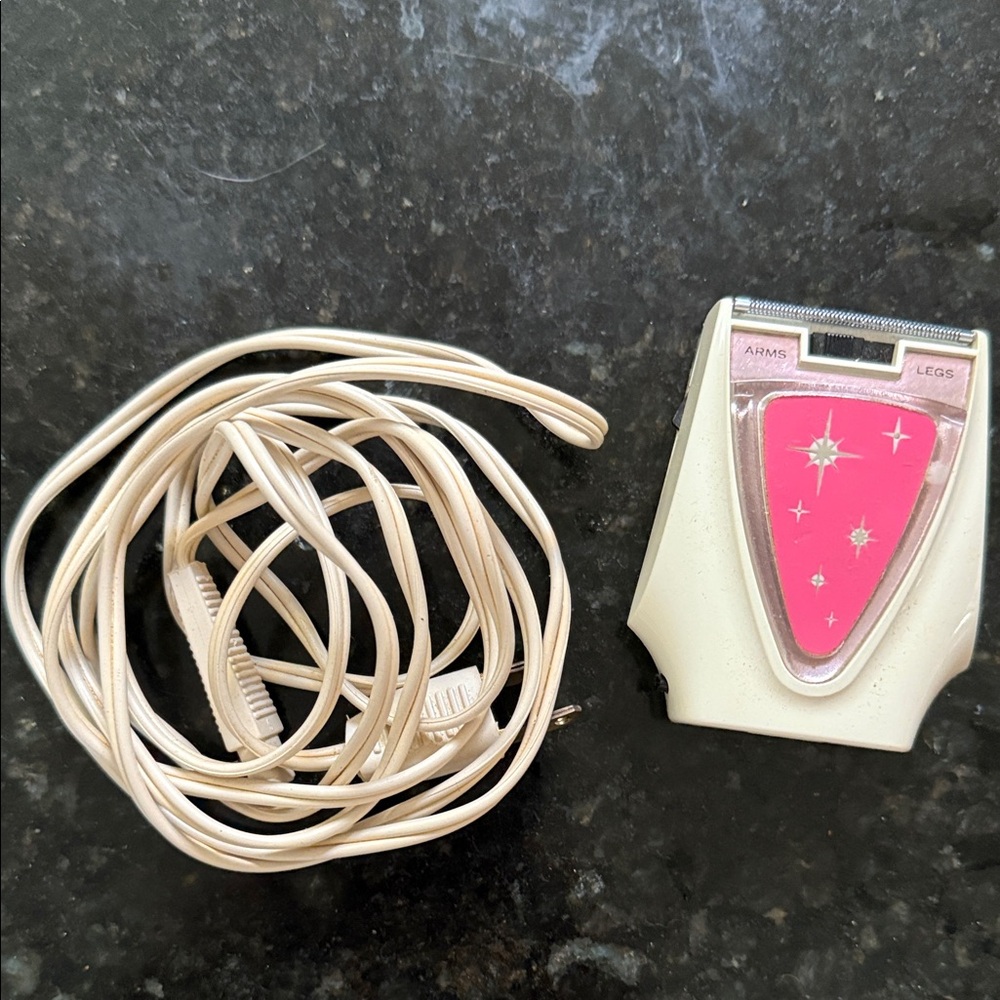 Vintage Electric Hair Remover with Pink Accents